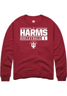 JT Harms Rally Mens Red Indiana Hoosiers NIL Stacked Box Crew Sweatshirt