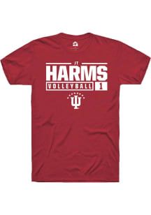 JT Harms Red Indiana Hoosiers NIL Stacked Box Short Sleeve T Shirt