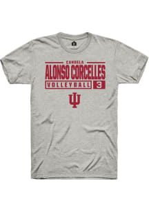 Candela Alonso Corcelles Ash Indiana Hoosiers NIL Stacked Box Short Sleeve T Shirt