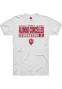 Candela Alonso Corcelles White Indiana Hoosiers NIL Stacked Box Short Sleeve T Shirt