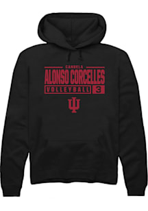 Candela Alonso Corcelles  Rally Indiana Hoosiers Mens Black NIL Stacked Box Long Sleeve Hoodie