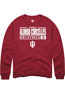Candela Alonso Corcelles  Rally Indiana Hoosiers Mens Red NIL Stacked Box Long Sleeve Crew Sweatsh..