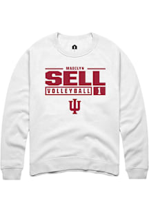 Madilyn Sell  Rally Indiana Hoosiers Mens White NIL Stacked Box Long Sleeve Crew Sweatshirt