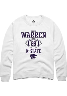 Cooper Warren Rally Mens White K-State Wildcats NIL Sport Icon Crew Sweatshirt