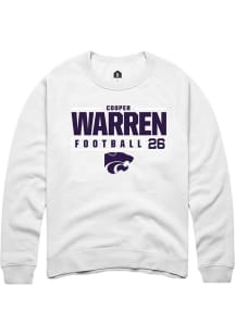 Cooper Warren Rally Mens White K-State Wildcats NIL Stacked Box Crew Sweatshirt