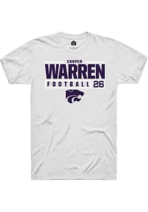 Cooper Warren White K-State Wildcats NIL Stacked Box Short Sleeve T Shirt