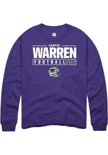 Cooper Warren Rally Mens Purple K-State Wildcats NIL Stacked Box Crew Sweatshirt