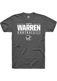 Cooper Warren Dark Grey K-State Wildcats NIL Stacked Box Short Sleeve T Shirt