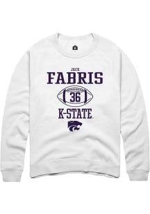 Jack Fabris Rally Mens White K-State Wildcats NIL Sport Icon Crew Sweatshirt