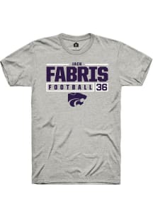 Jack Fabris  K-State Wildcats Ash Rally NIL Stacked Box Short Sleeve T Shirt