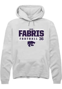 Jack Fabris Rally Mens White K-State Wildcats NIL Stacked Box Hooded Sweatshirt