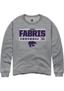 Jack Fabris Rally Mens Graphite K-State Wildcats NIL Stacked Box Crew Sweatshirt