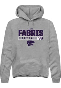 Jack Fabris Rally Mens Graphite K-State Wildcats NIL Stacked Box Hooded Sweatshirt