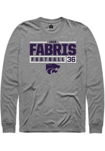 Jack Fabris  K-State Wildcats Graphite Rally NIL Stacked Box Long Sleeve T Shirt