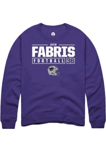 Jack Fabris Rally Mens Purple K-State Wildcats NIL Stacked Box Crew Sweatshirt