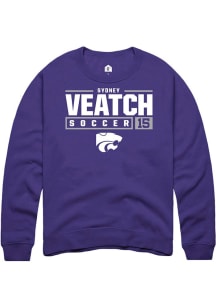 Sydney Veatch Rally Mens Purple K-State Wildcats NIL Stacked Box Crew Sweatshirt