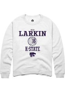 Ella  Larkin Rally Mens White K-State Wildcats NIL Sport Icon Crew Sweatshirt