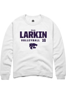 Ella  Larkin Rally Mens White K-State Wildcats NIL Stacked Box Crew Sweatshirt