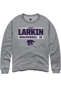 Ella  Larkin Rally Mens Graphite K-State Wildcats NIL Stacked Box Crew Sweatshirt