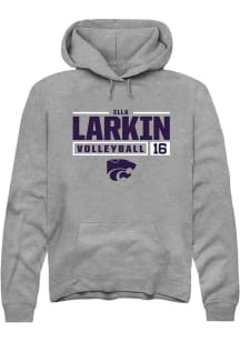 Ella  Larkin Rally Mens Graphite K-State Wildcats NIL Stacked Box Hooded Sweatshirt