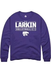 Ella  Larkin Rally Mens Purple K-State Wildcats NIL Stacked Box Crew Sweatshirt