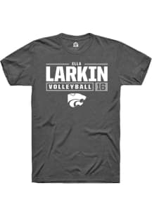 Ella  Larkin Dark Grey K-State Wildcats NIL Stacked Box Short Sleeve T Shirt