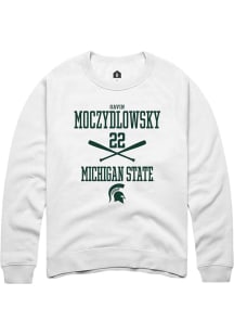 Gavin Moczydlowsky Rally Mens White Michigan State Spartans NIL Sport Icon Crew Sweatshirt