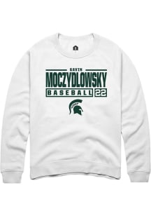 Gavin Moczydlowsky Rally Mens White Michigan State Spartans NIL Stacked Box Crew Sweatshirt