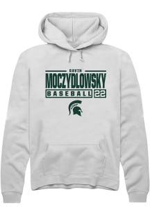 Gavin Moczydlowsky Rally Mens White Michigan State Spartans NIL Stacked Box Hooded Sweatshirt