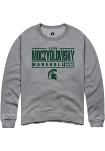 Gavin Moczydlowsky Rally Mens Graphite Michigan State Spartans NIL Stacked Box Crew Sweatshirt