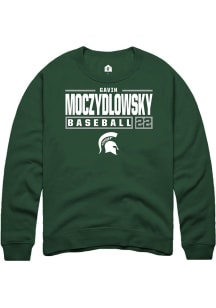 Gavin Moczydlowsky Rally Mens Green Michigan State Spartans NIL Stacked Box Crew Sweatshirt
