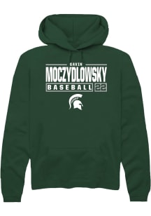 Gavin Moczydlowsky Rally Mens Green Michigan State Spartans NIL Stacked Box Hooded Sweatshirt