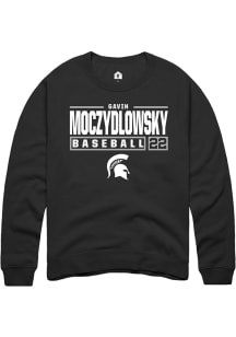 Gavin Moczydlowsky Rally Mens Black Michigan State Spartans NIL Stacked Box Crew Sweatshirt