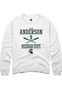 Jacob Anderson Rally Mens White Michigan State Spartans NIL Sport Icon Crew Sweatshirt
