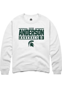 Jacob Anderson Rally Mens White Michigan State Spartans NIL Stacked Box Crew Sweatshirt