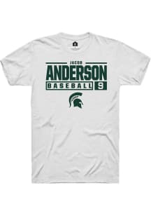 Jacob Anderson White Michigan State Spartans NIL Stacked Box Short Sleeve T Shirt