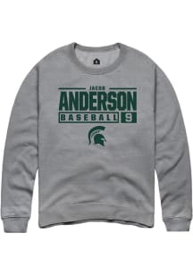 Jacob Anderson Rally Mens Graphite Michigan State Spartans NIL Stacked Box Crew Sweatshirt