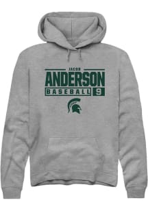 Jacob Anderson Rally Mens Graphite Michigan State Spartans NIL Stacked Box Hooded Sweatshirt