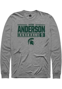 Jacob Anderson Rally Mens Graphite Michigan State Spartans NIL Stacked Box Tee