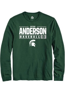 Jacob Anderson Rally Mens Green Michigan State Spartans NIL Stacked Box Tee