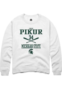 Logan Pikur Rally Mens White Michigan State Spartans NIL Sport Icon Crew Sweatshirt