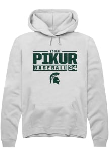 Logan Pikur Rally Mens White Michigan State Spartans NIL Stacked Box Hooded Sweatshirt