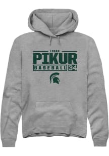 Logan Pikur Rally Mens Graphite Michigan State Spartans NIL Stacked Box Hooded Sweatshirt