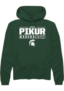Logan Pikur Rally Mens Green Michigan State Spartans NIL Stacked Box Hooded Sweatshirt