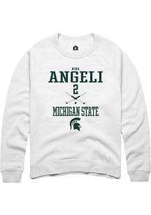 Nina Angeli Rally Mens White Michigan State Spartans NIL Sport Icon Crew Sweatshirt