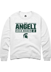 Nina Angeli Rally Mens White Michigan State Spartans NIL Stacked Box Crew Sweatshirt