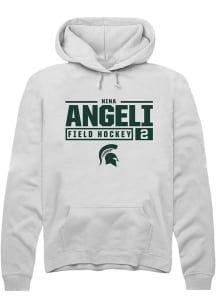 Nina Angeli Rally Mens White Michigan State Spartans NIL Stacked Box Hooded Sweatshirt