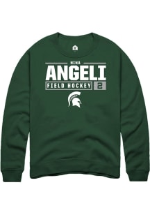 Nina Angeli Rally Mens Green Michigan State Spartans NIL Stacked Box Crew Sweatshirt