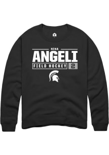 Nina Angeli Rally Mens Black Michigan State Spartans NIL Stacked Box Crew Sweatshirt