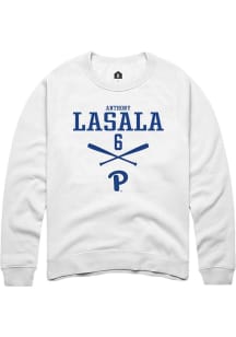 Anthony LaSala Rally Mens White Pitt Panthers NIL Sport Icon Crew Sweatshirt